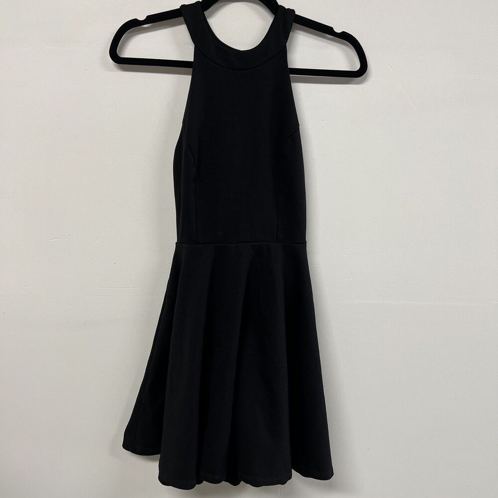 Lulus Black Skater Mini Dress M Sleeveless Fit & Flare Open Back Formal LBD Prom